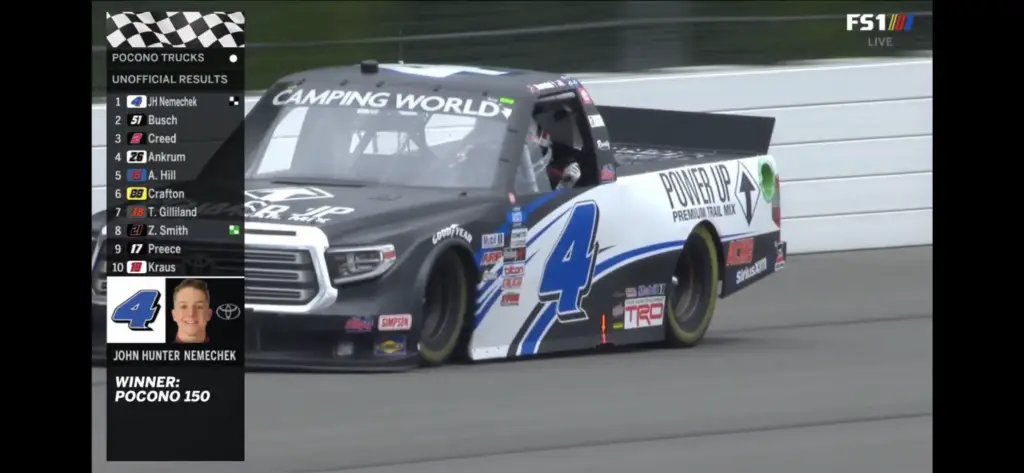 John Hunter Nemechek Pulls Away From Kyle Busch At Pocono For Fifth Truck Win Of 2021 ...