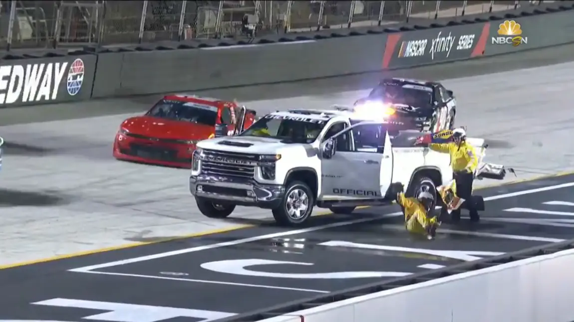 NASCAR Safety Worker Falls