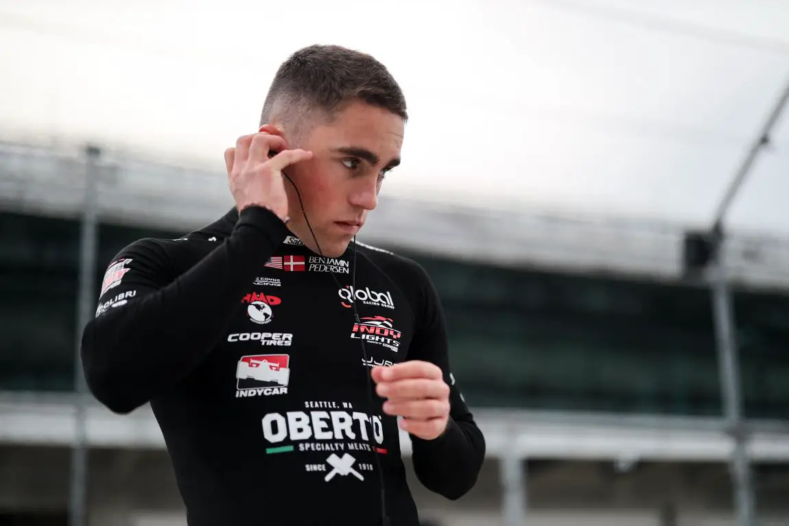 Benjamin Pedersen at testing around the Indianapolis Motor Speedway road course.