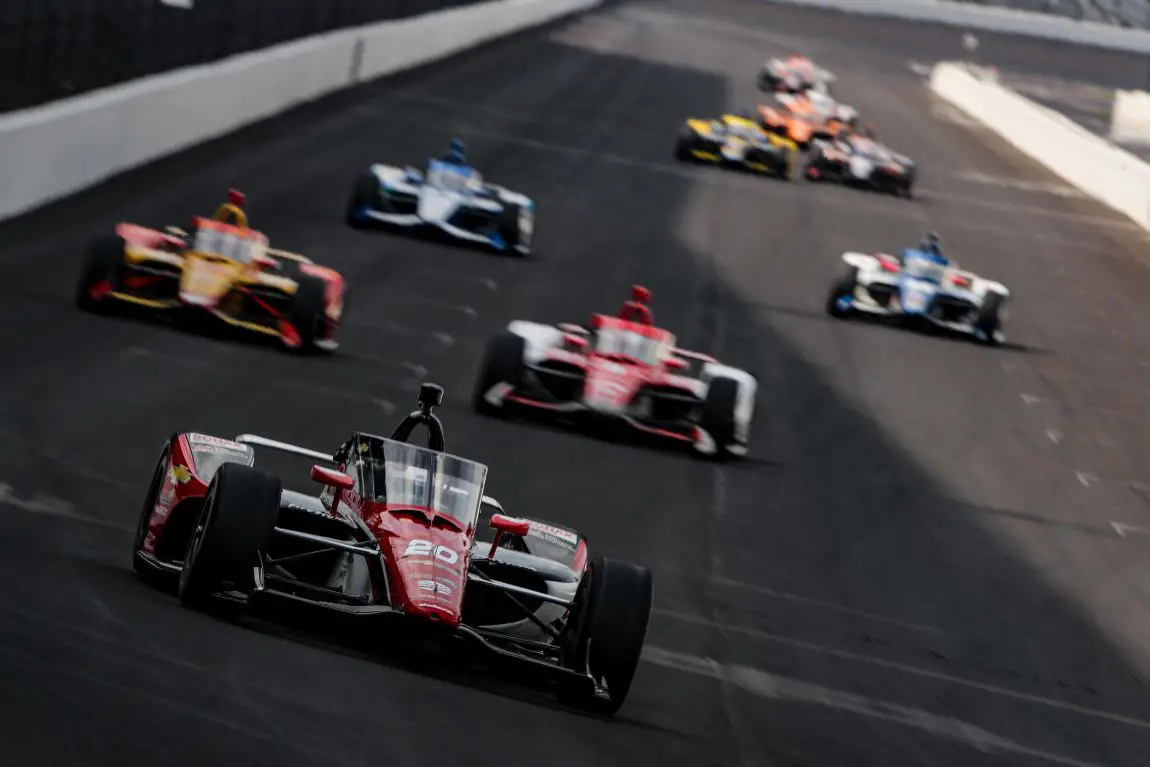 Ed Carpenter leads field during testing at Indianapolis Motor Speedway.
