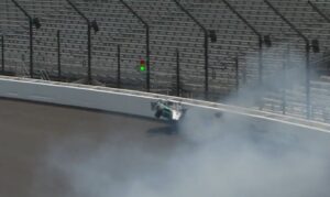 Dalton Kellett crashes in Monday's Indy 500 practice.