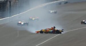 Romain Grosjean crashed out of the Indy 500.