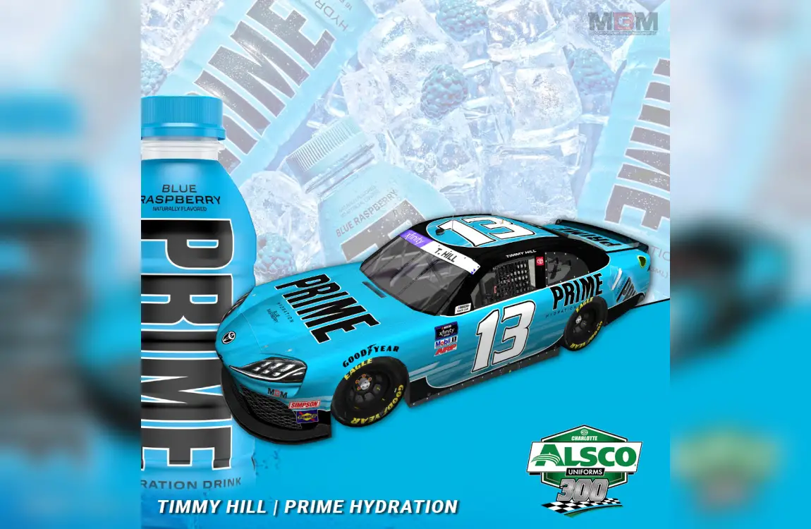 MBM Motorsports Prime Hydration Timmy Hill sponsorship Charlotte Motor Speedway 2022 Alsco 300