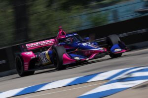 Alexander Rossi drives around the Raceway at Belle Isle Park.