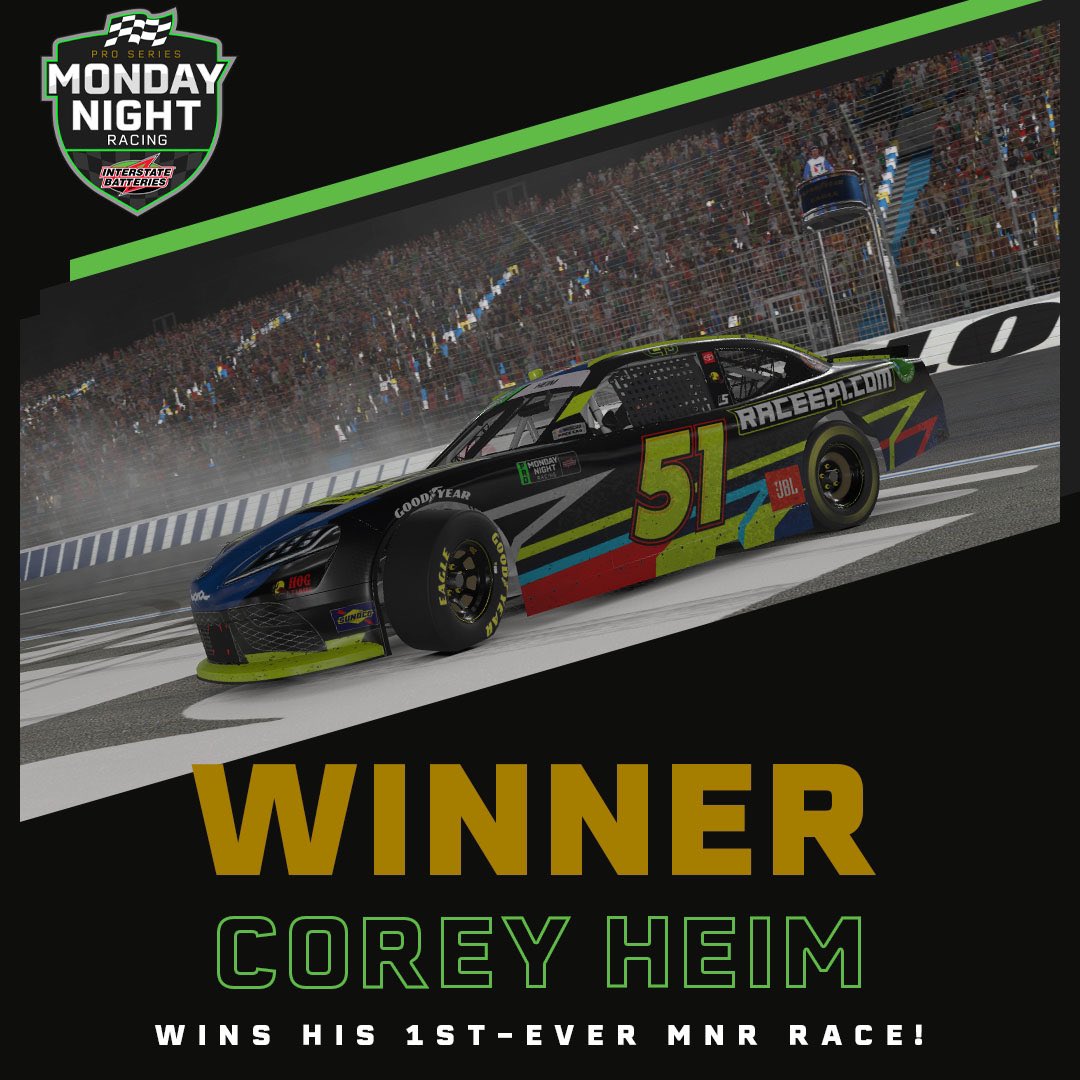 Corey Heim iracing win Monday Night Racing Charlotte Motor Speedway
