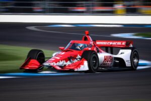 Marcus Ericsson practicing for the 2022 Gallagher Grand Prix at the IMS Road Course.
