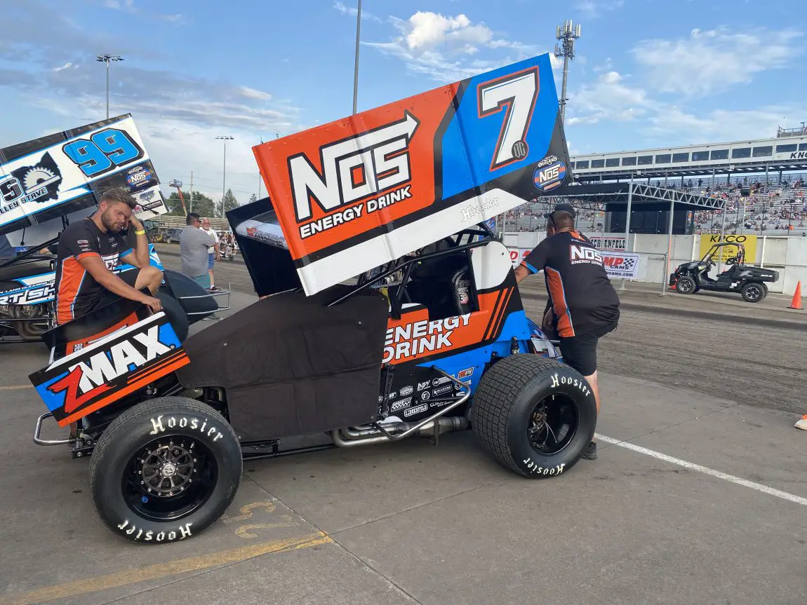 Tyler Courtney's No. 7BC car before Thursday's preliminary program at the 2022 Knoxville Nationals.