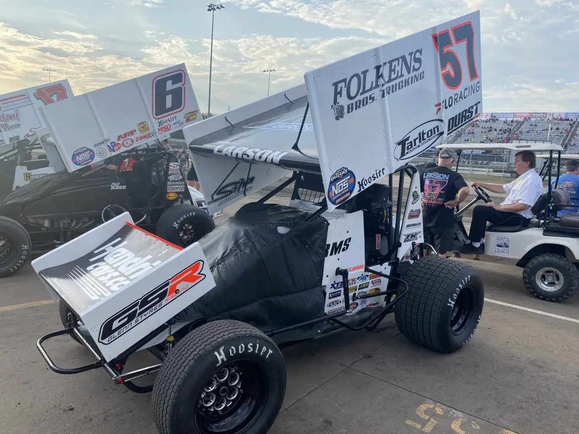 Kyle Larson's car before hot laps on Thursday at the Knoxville Nationals