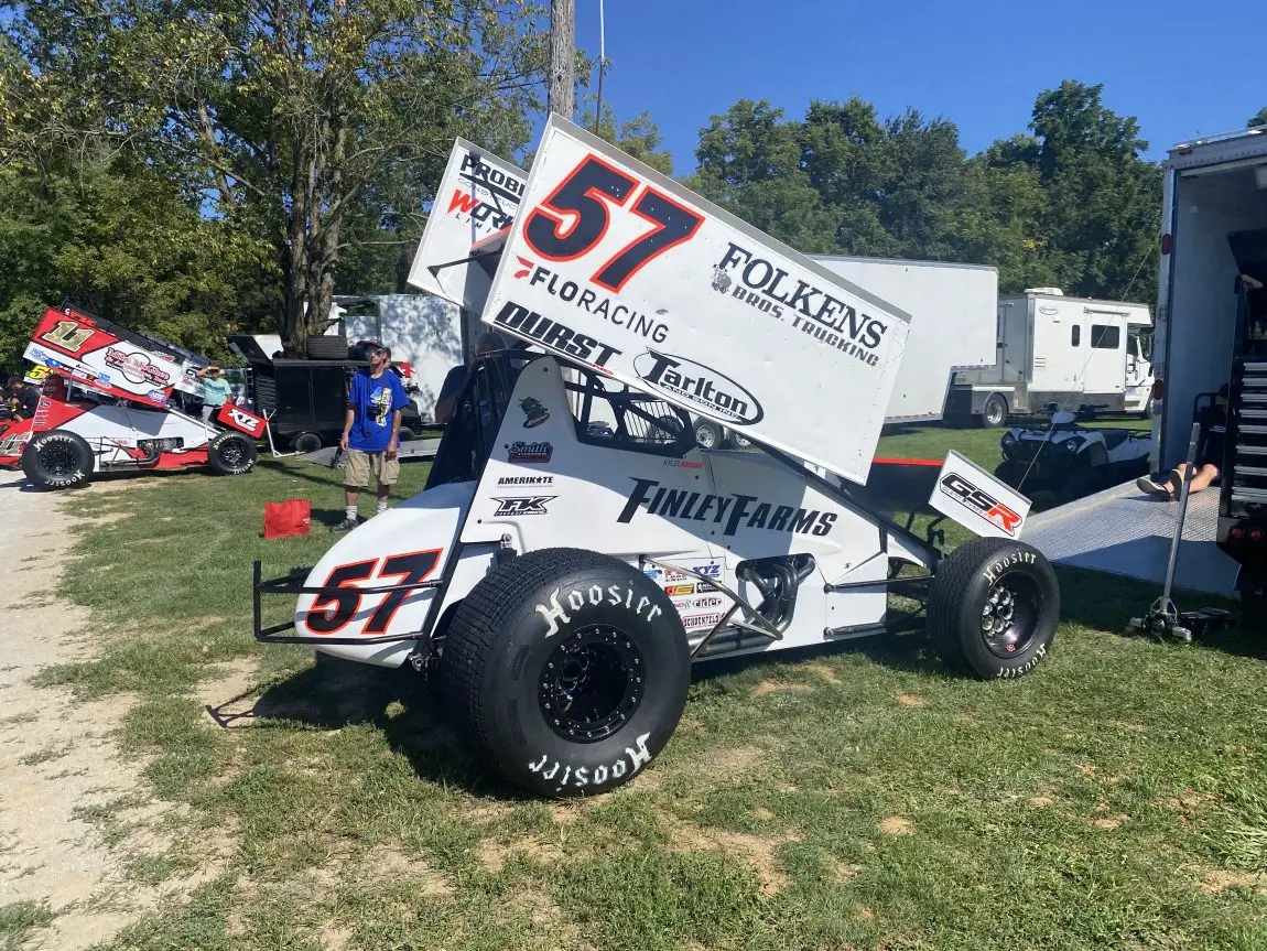 Kyle Larson's No. 57 sprint car before the debut of the High Limit Racing Series at Lincoln Park Speedway.