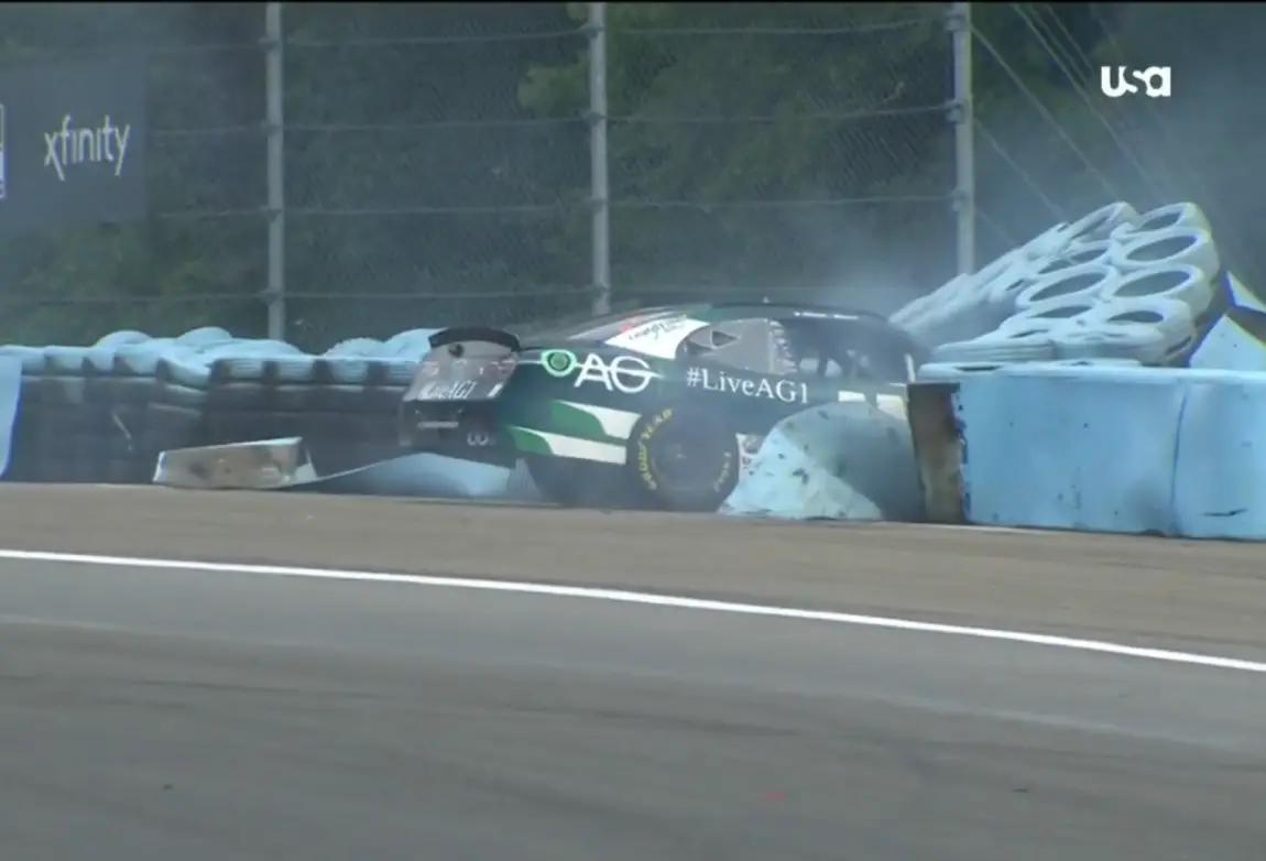 Daniel Hemric tire barrier crash Watkins Glen NASCAR Xfinity Series race