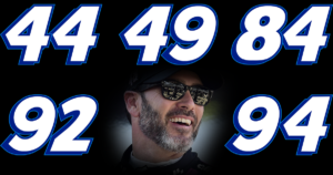 Jimmie Johnson Petty GMS number 44 number 49 number 84 number 92 number 94