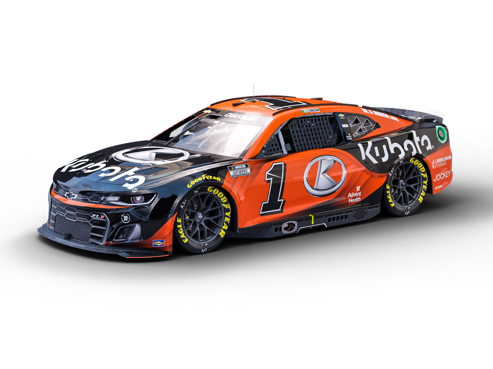 2023 Ross Chastain Trackhouse Racing Kubota paint scheme NASCAR Cup Series No. 1 car paint schemes