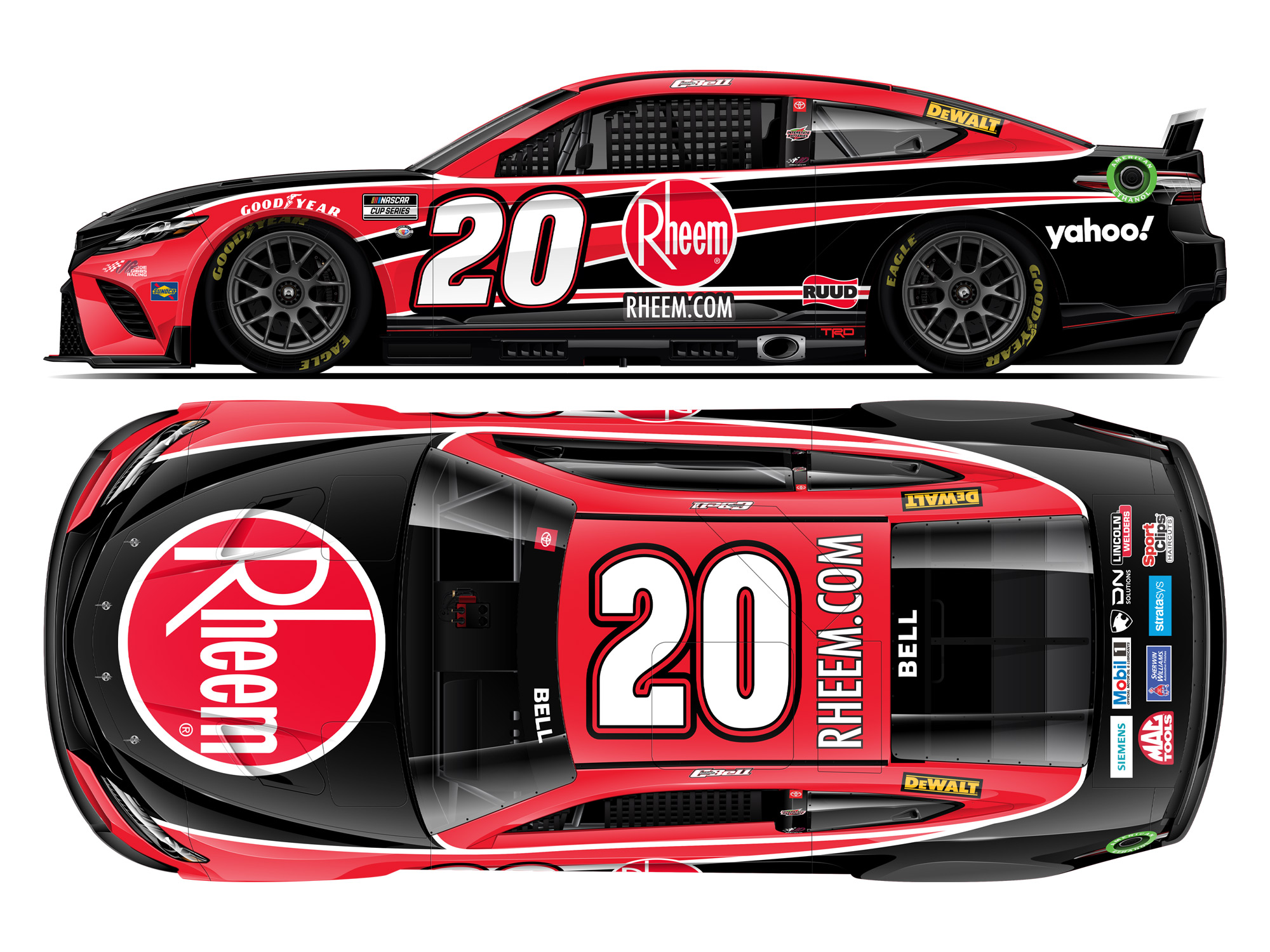 2023 Christopher Bell Joe Gibbs Racing paint schemes Rheem No. 20 car NASCAR Cup Series