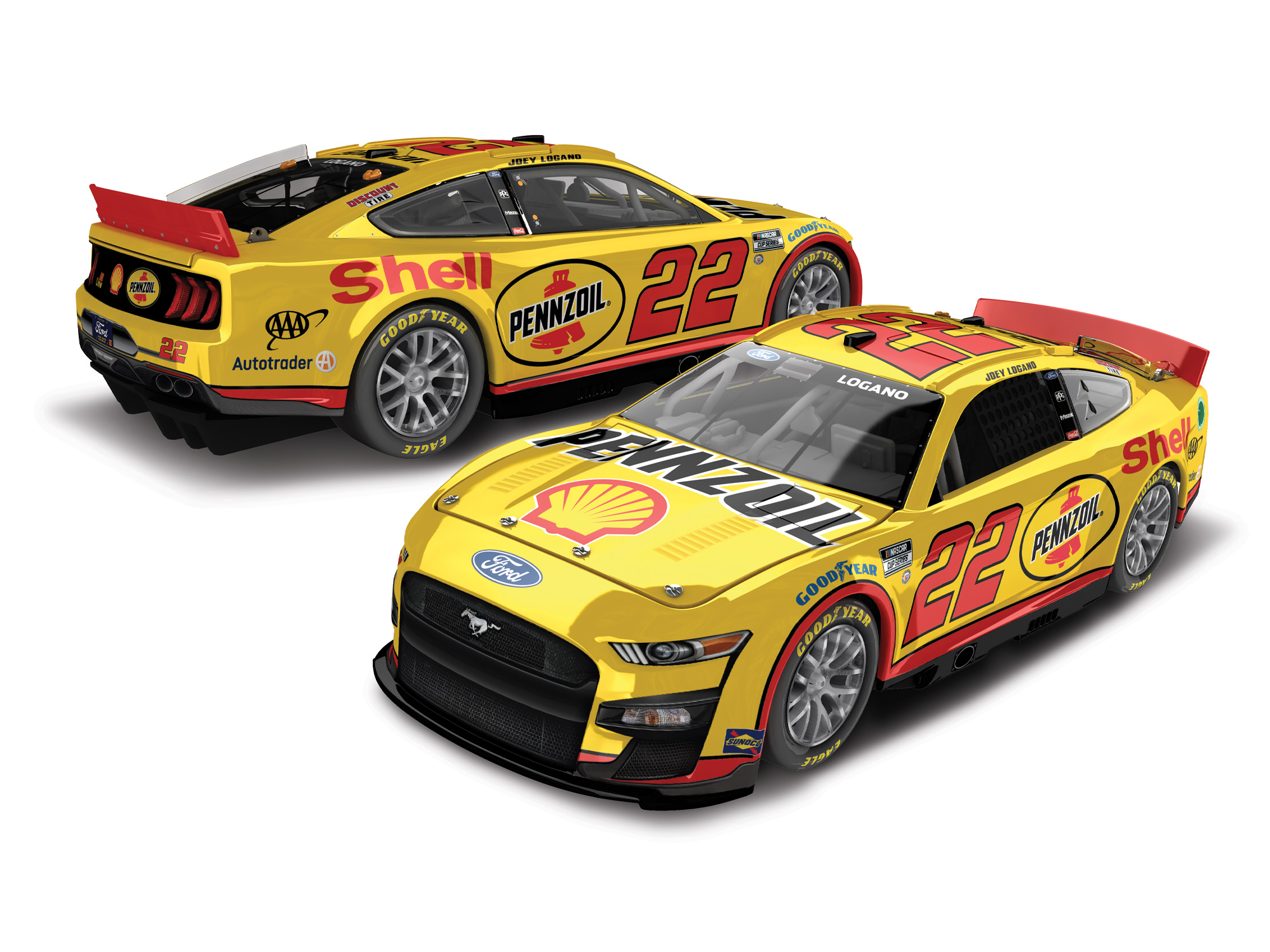 2023 Joey Logano Team Penske paint scheme Shell Pennzoil NASCAR Cup Series No. 22 car