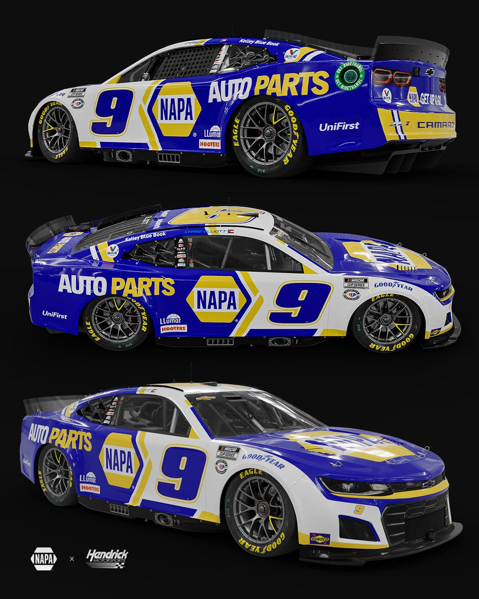 2023 Chase Elliott Hendrick Motorsports NAPA Auto Parts paint scheme NASCAR Cup Series No. 9 car