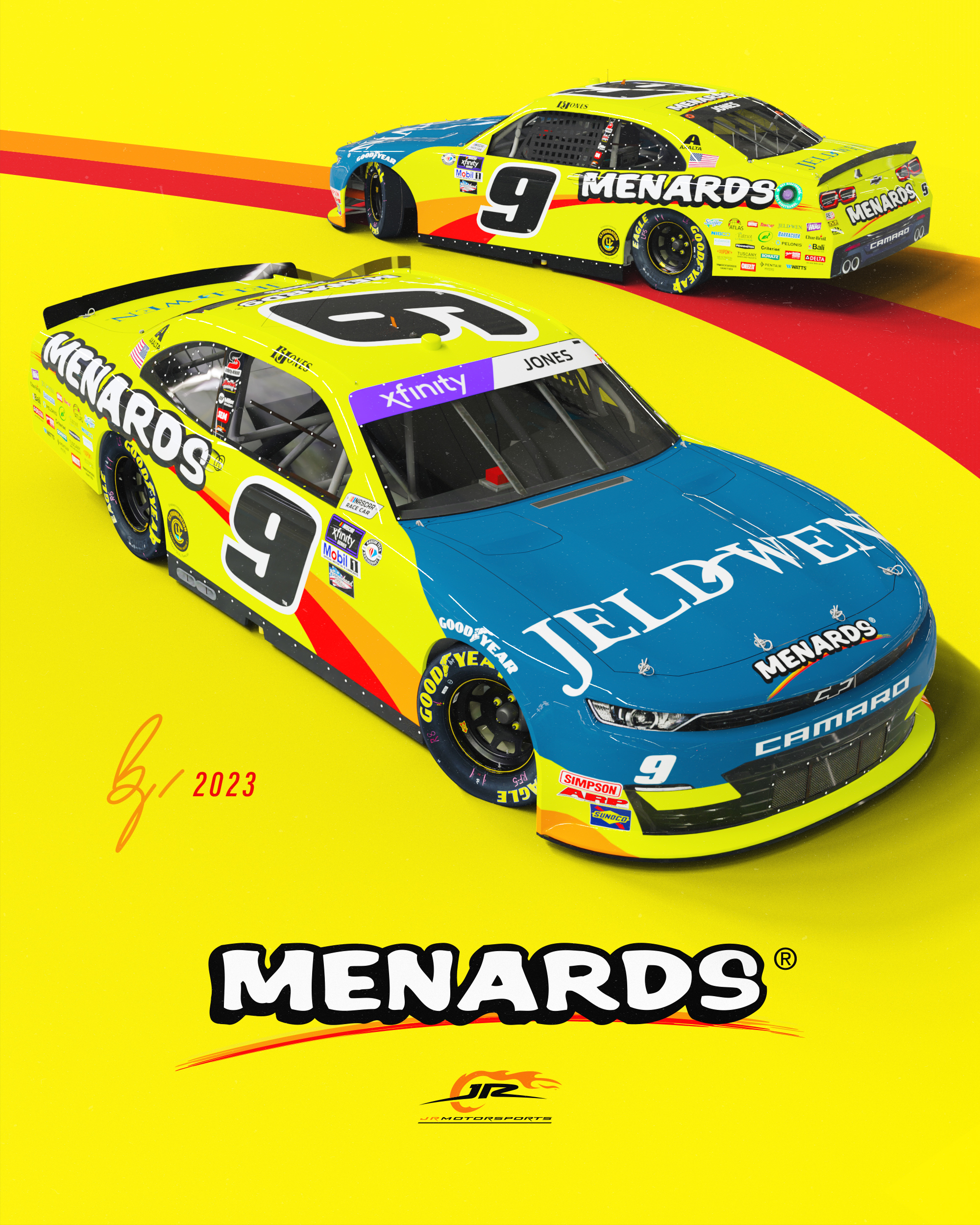 Brandon Jones Menards Paint Scheme 2023 NASCAR Xfinity Series JR Motorsports