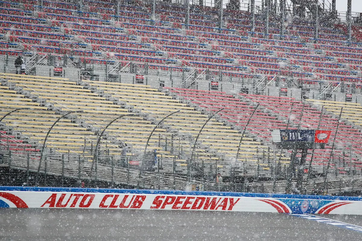 NASCAR Xfinity Series weather update Auto Club Speedway Production Alliance Group 300 updated start time green flag time