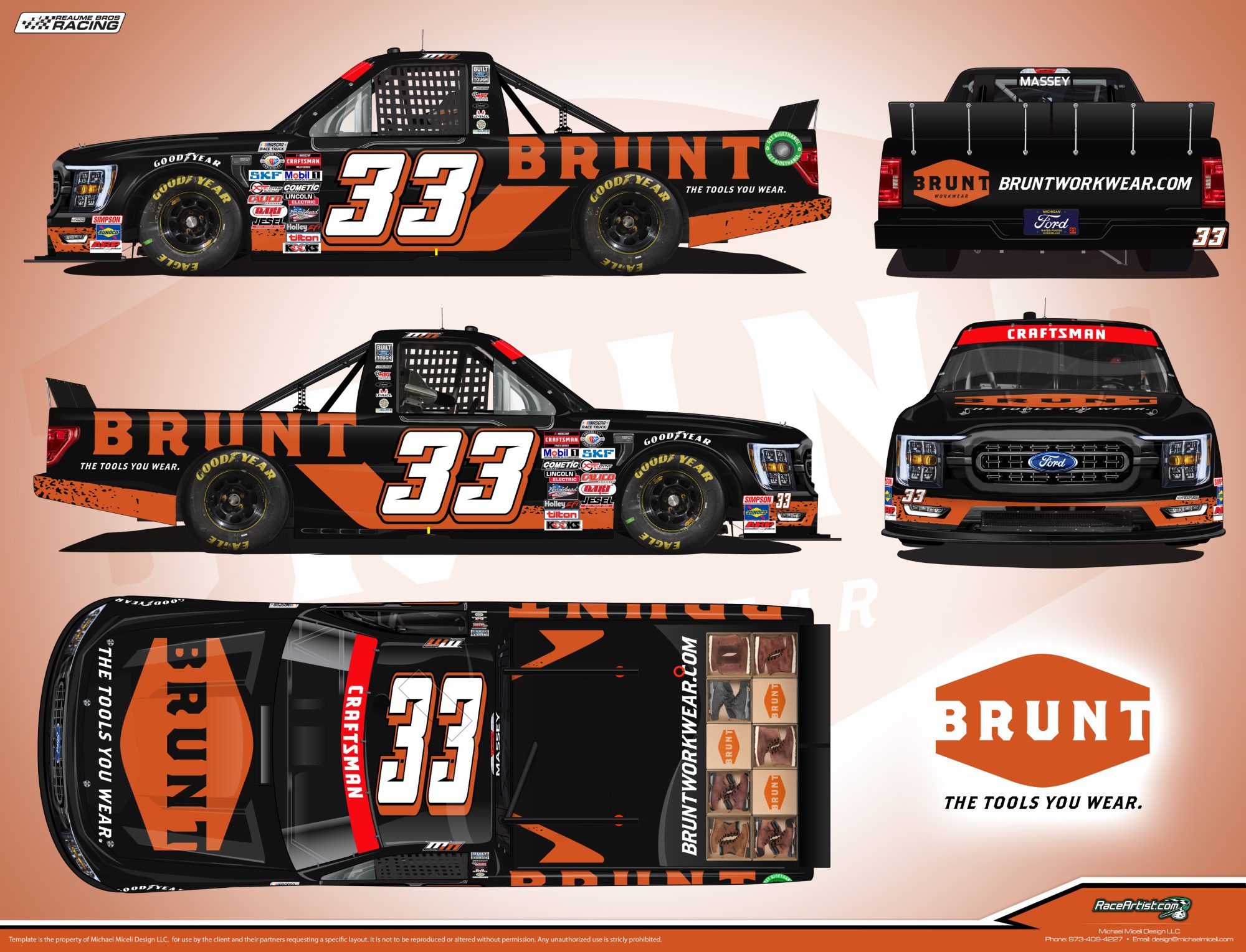 Mason Massey Reaume Brothers Racing NASCAR Craftsman Truck Series BRUNT Workwear