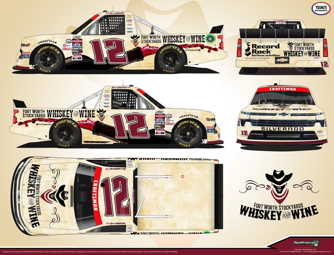 Spencer Boyd Fort Worth Stockyards Whiskey and Wine sponsorship NASCAR Craftsman Truck Series Young's Motorsports
