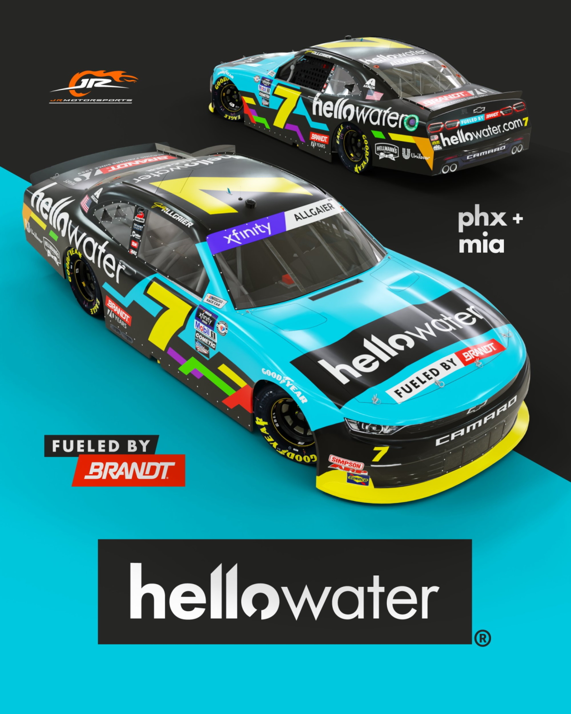 Justin Allgaier hellowater 2023 sponsorship Phoenix Homestead JR Motorsports NASCAR Xfinity Series