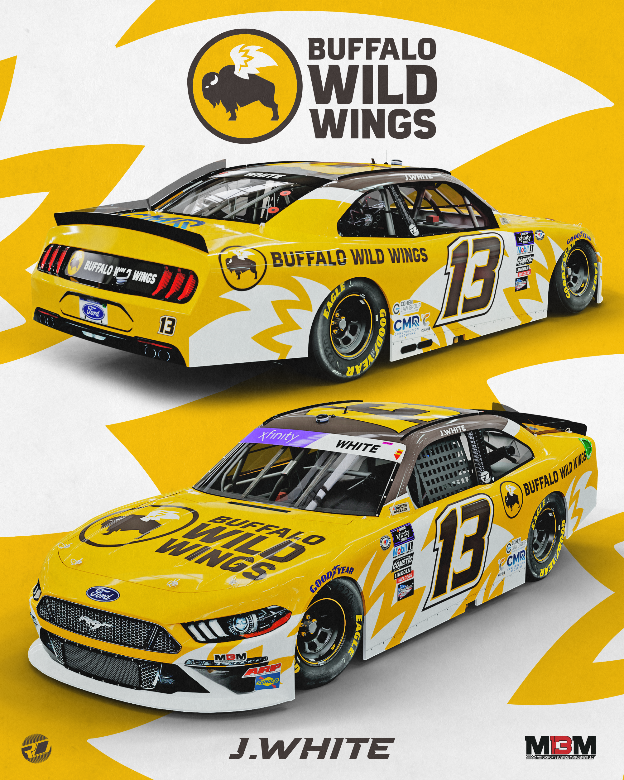 Jason White Buffalo Wild Wings NASCAR sponsorship MBM Motorsports Talladega 2023