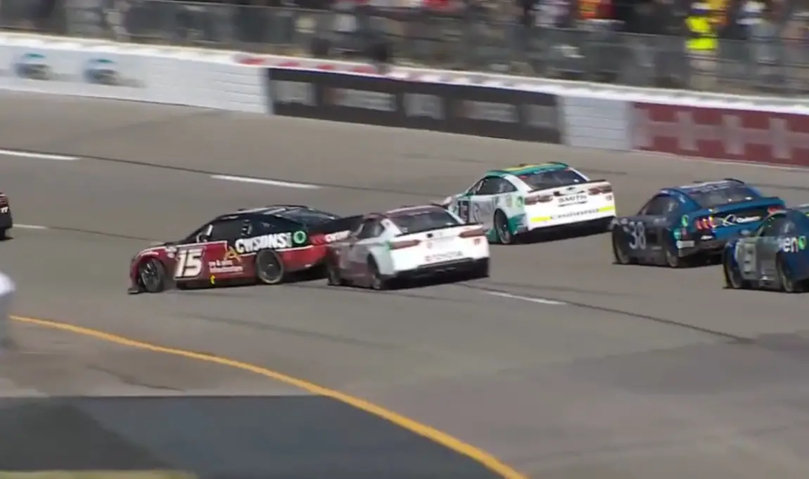 Denny Hamlin JJ Yeley 2023 Richmond crash NASCAR Cup Series Toyota Owners 400 video highlight