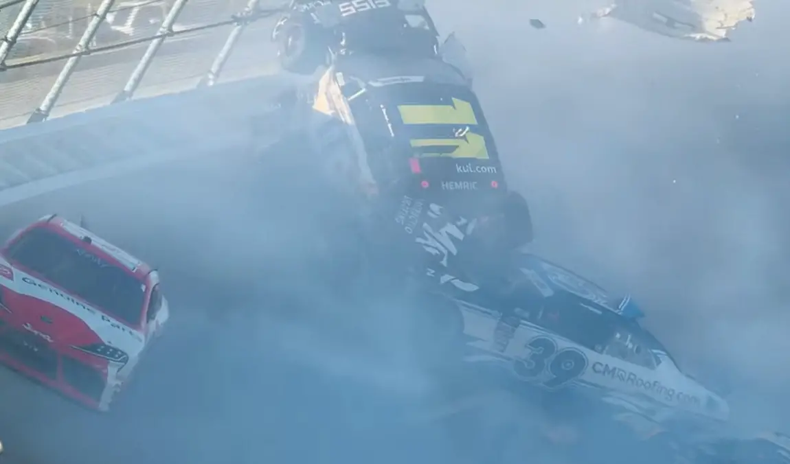Daniel Hemric flip Talladega NASCAR Xfinity Series Ag-Pro 300 video the big one
