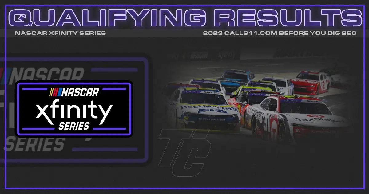 Call 811 250 starting lineup NASCAR Xfinity Starting Lineup Martinsville qualifying results