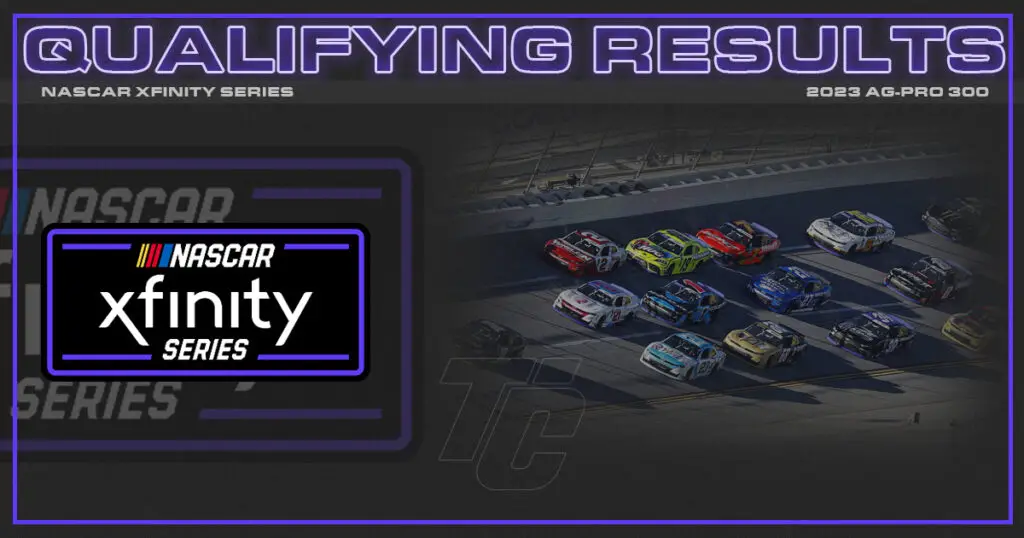 Starting Lineup NASCAR Xfinity AgPro 300 at Talladega