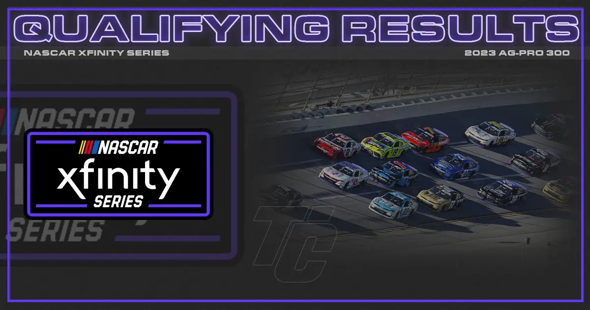 starting lineup nascar xfinity ag-pro 300 at Talladega Ag-Pro 300 starting lineup NASCAR Xfinity Talladega qualifying