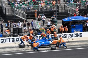 Scott Dixon pits during the 2023 Indianapolis 500.