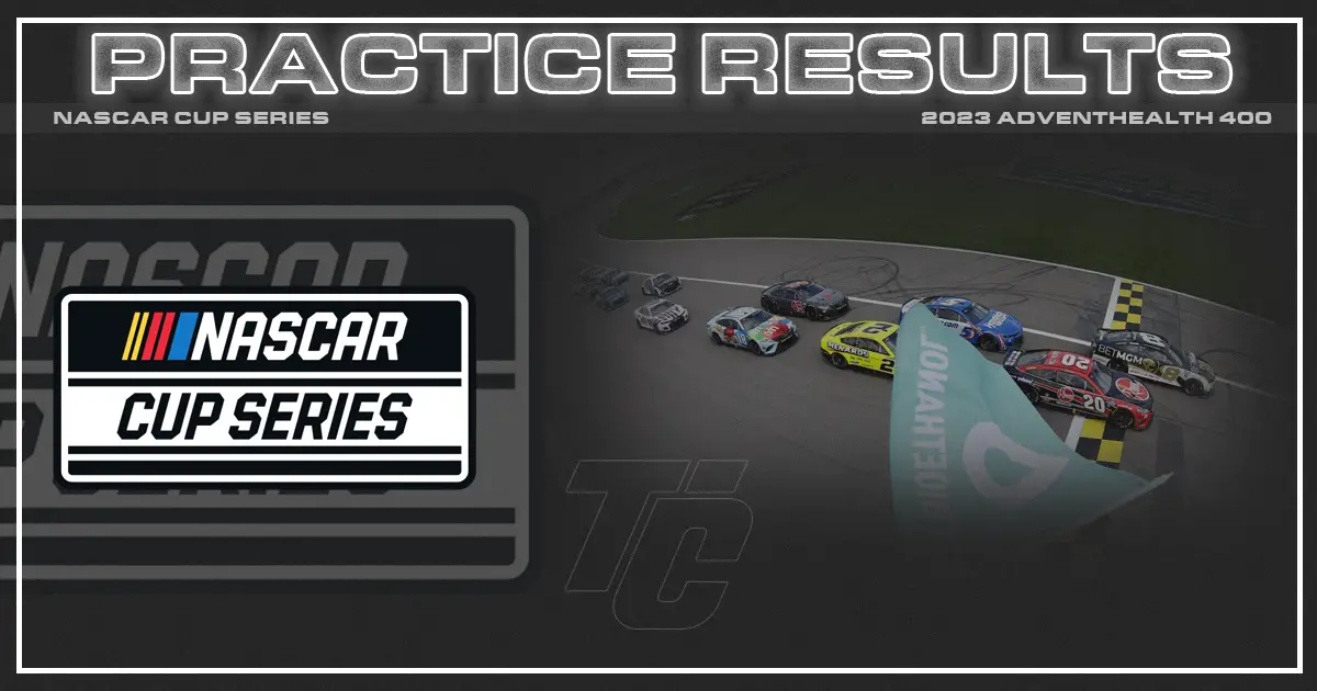 AdventHealth 400 practice results NASCAR Cup Kansas practice results NASCAR Kansas practice results