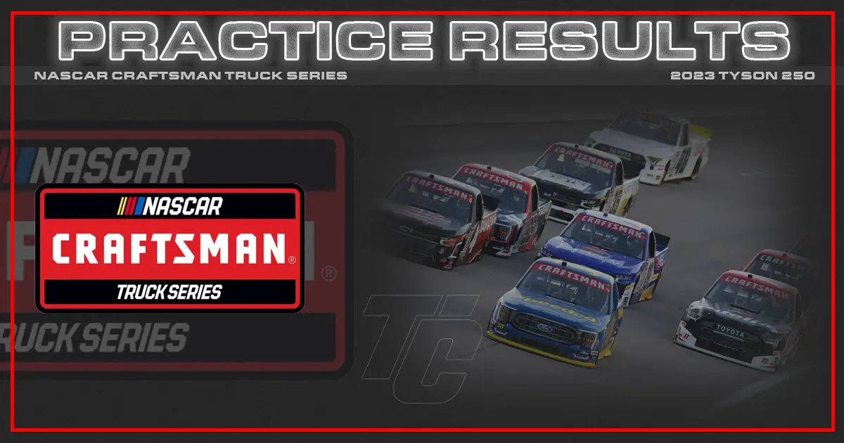 NASCAR Truck practice North Wilkesboro Tyson 250 practice results 2023 NASCAR Craftsman Truck Series practice results