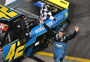 Carson Hocevar post-race inspection Nashville NASCAR truck race Rackley Roofing 200 who won the Rackley Roofing 200?