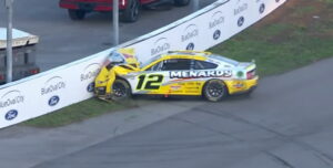 Ryan Blaney nashville crash concrete wall NASCAR video Ally 400 2023