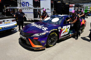 Bubba Wallace Kyle Busch Justin Haley pre-race inspection Atlanta Motor Speedway Quaker State 400 2023