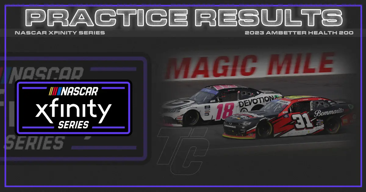 Ambetter Health 200 practice results NASCAR Xfinity New Hampshire practice results 2023
