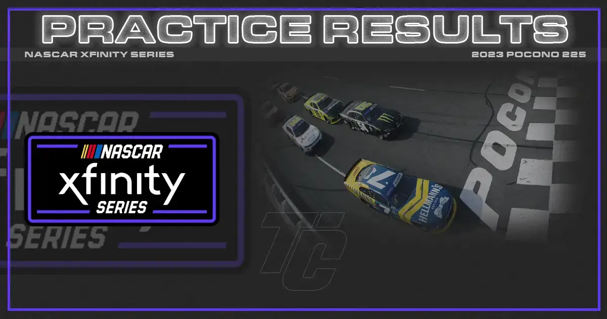 Explore the Pocono Mountains 225 practice results NASCAR Xfinity practice results NASCAR Xfinity Pocono practice results