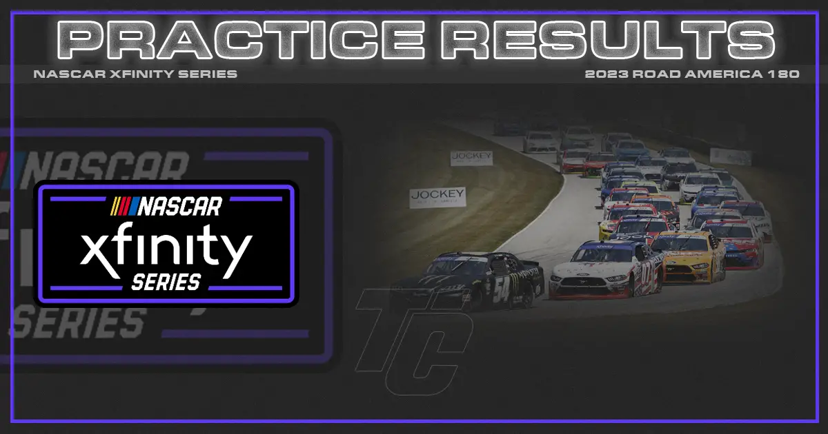 NASCAR Xfinity practice results Road America 180 practice results Who was fastest in Road America 180 practice?