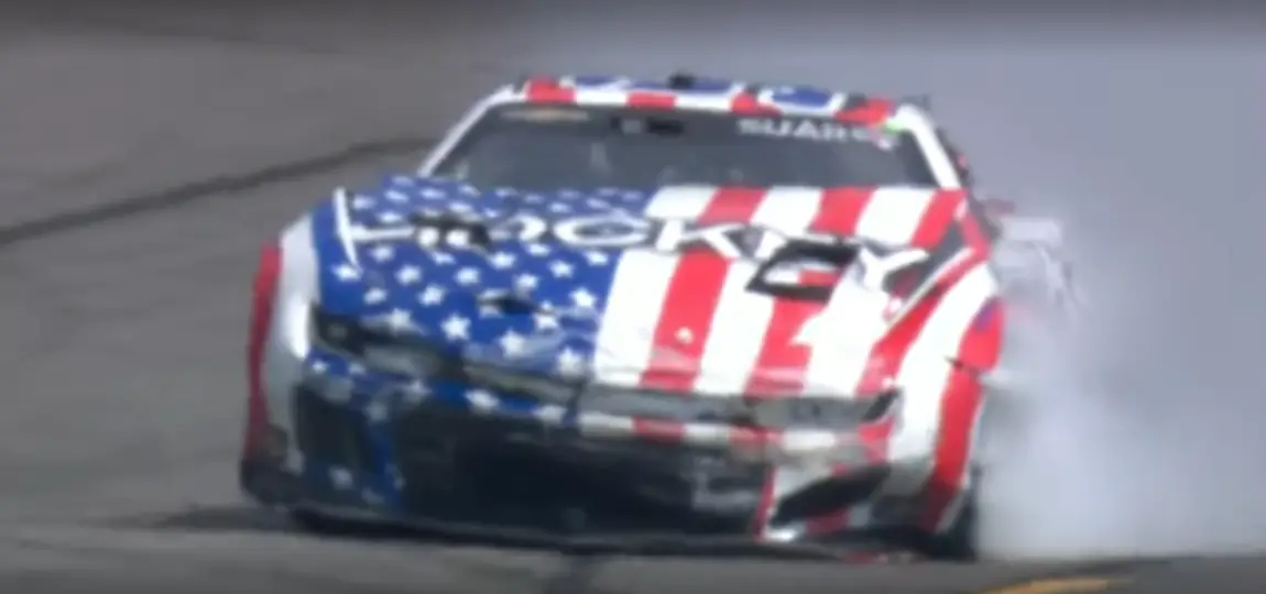 Daniel Suarez Joey Logano crash Pocono 2023 NASCAR Cup Series video highlight