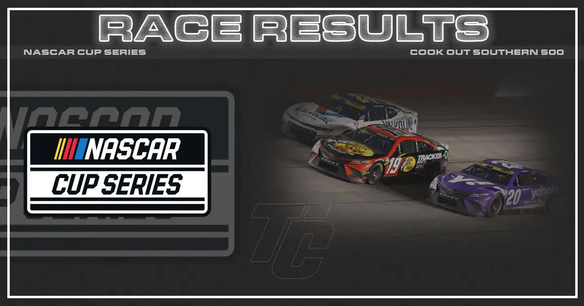 Cook Out Southern 500 race results NASCAR Cup Series Darlington Raceway 2023
