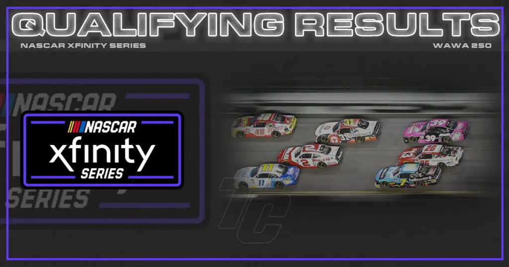 Starting Lineup NASCAR Xfinity Wawa 250 at Daytona