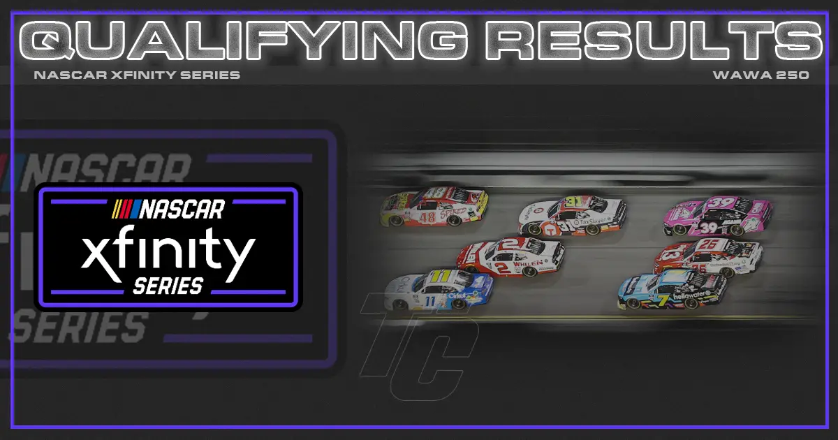 Wawa 250 starting lineup NASCAR Xfinity Series Daytona International Speedway qualifying results