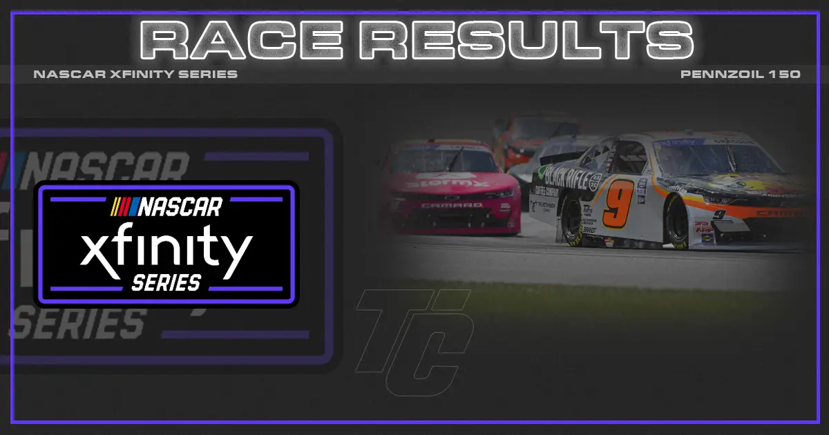 Pennzoil 150 race results NASCAR Xfinity race results Brickyard results