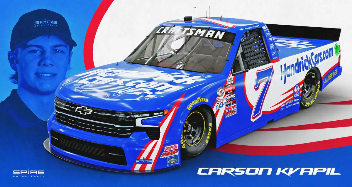 Carson Kvapil NASCAR Truck debut Bristol Spire Motorsports 2023