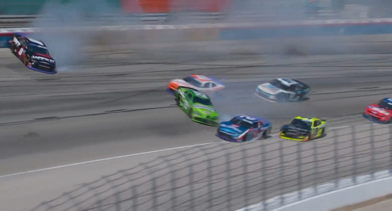 Texas crash Josh Berry Trevor Bayne Austin Hill Parker Kligerman video 2023