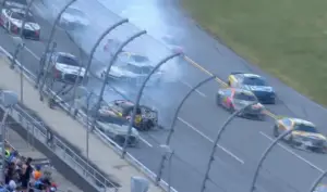 Brad Keselowski crash Talladega 2023 NASCAR Cup Series Yellawood 500 video