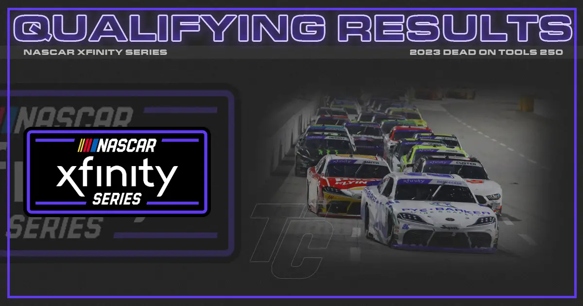 Dead On Tools 250 starting lineup NASCAR Xfinity Martinsville Speedway qualifying results 2023