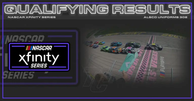 starting lineup Alsco Uniforms 302 Las Vegas Motor Speedway qualifying results NASCAR Xfinity Series