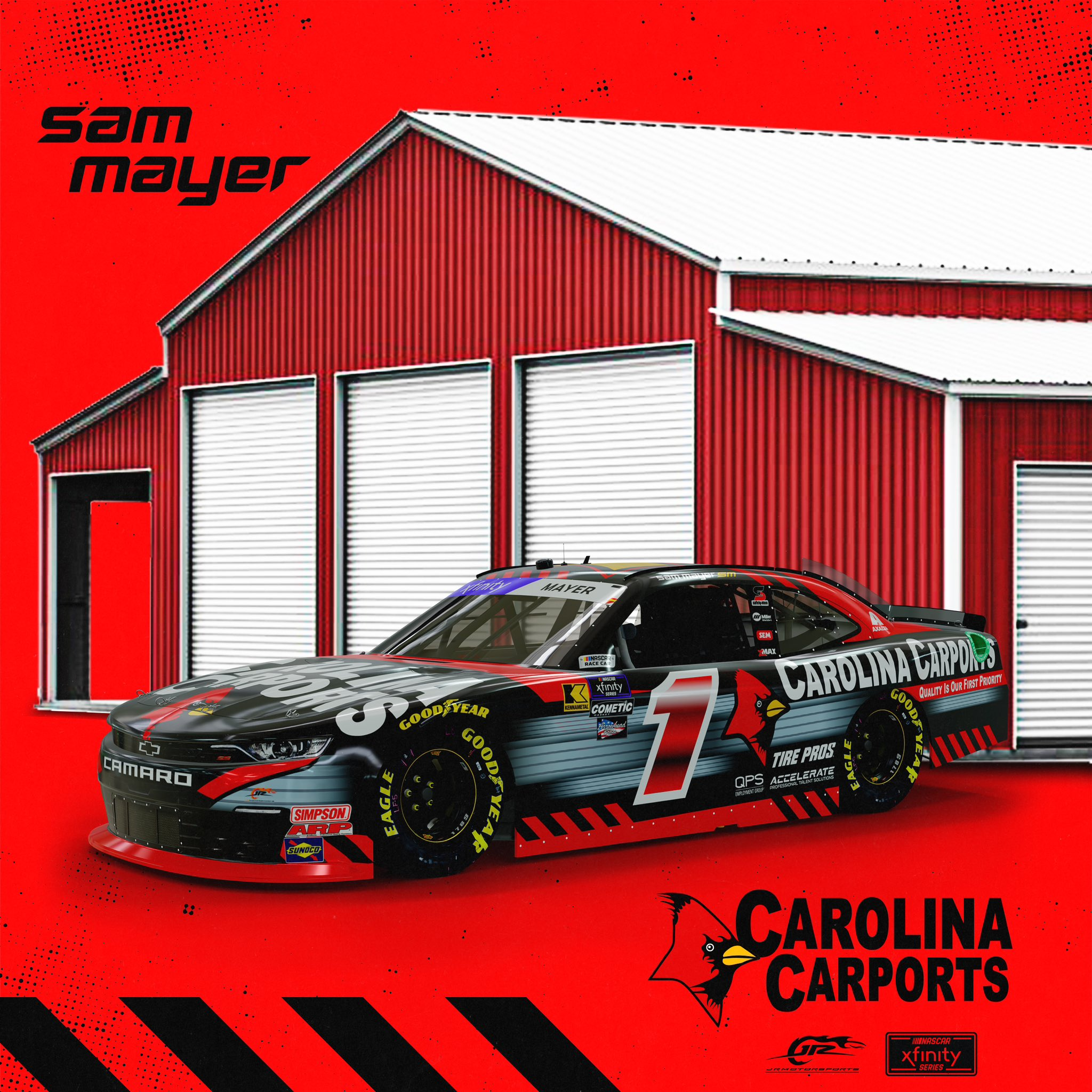 2024 Sam Mayer No. 1 JR Motorsports Carolina Carports paint scheme